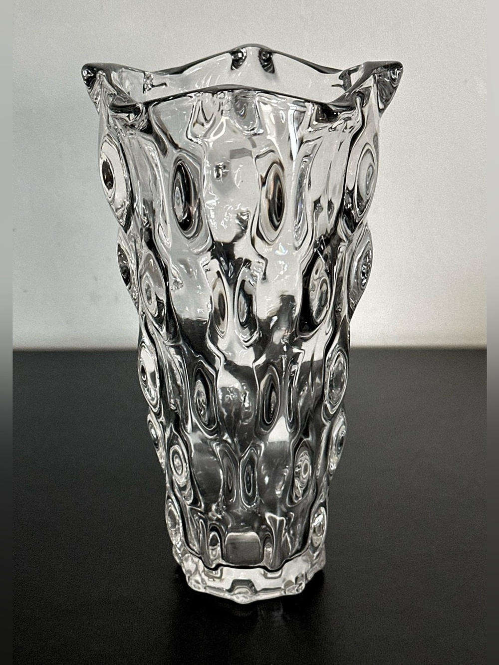 NEW SPARKLING FINE CRYSTAL VASE 9 in TALL LUXURY FLOWER BULLICANTE OPTIC BUBBLE